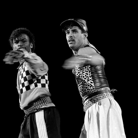 CHICAGO - OCTOBER 1985: Dancers Boogaloo Shrimp and Shabbadoo performs at the U.I.C. Pavilion in Chicago, Illinois in October1985. (Photo By Raymond Boyd/Getty Images) 