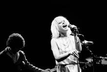 Debbie Harry in concert with Blondie, at the Odeon, Birmingham, part of their European Tour 1979-'80. 7th January 1980. (Photo by Staff/Mirrorpix/Getty Images)