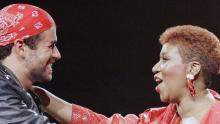 Aretha Franklin and George Michael, singing 