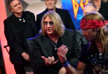 LOS ANGELES, CALIFORNIA - DECEMBER 04: (L-R) Joe Elliott of Def Leppard and Bret Michaels of Poison speak during the press conference for THE STADIUM TOUR DEF LEPPARD - MOTLEY CRUE - POISON at SiriusXM Studios on December 04, 2019 in Los Angeles, California. (Photo by Emma McIntyre/Getty Images for SiriusXM)