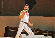ULY 13: Freddie Mercury of Queen performs on stage at Live Aid on July 13th, 1985 in Wembley Stadium, London, England