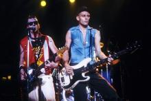 L-R: Joe Strummer and Paul Simonon of The Clash in 1982
