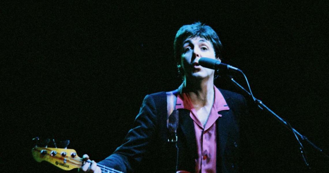 LONDON, UNITED KINGDOM - DECEMBER 3: Paul McCartney of Wings performs on stage at The Lewisham Odeon on December 3rd, 1979 in London, United Kingdom. (Photo by Pete Still/Redferns)